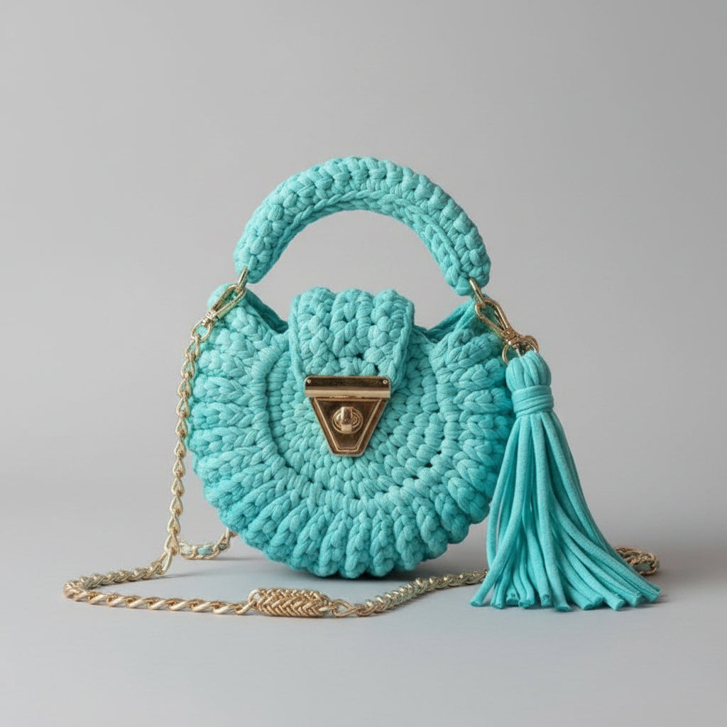 Blue crotchet bag