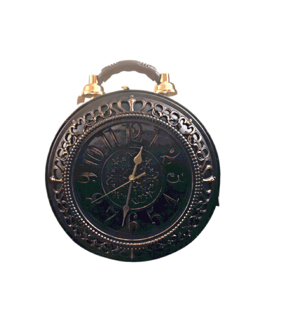 Black Big clock purse bag
